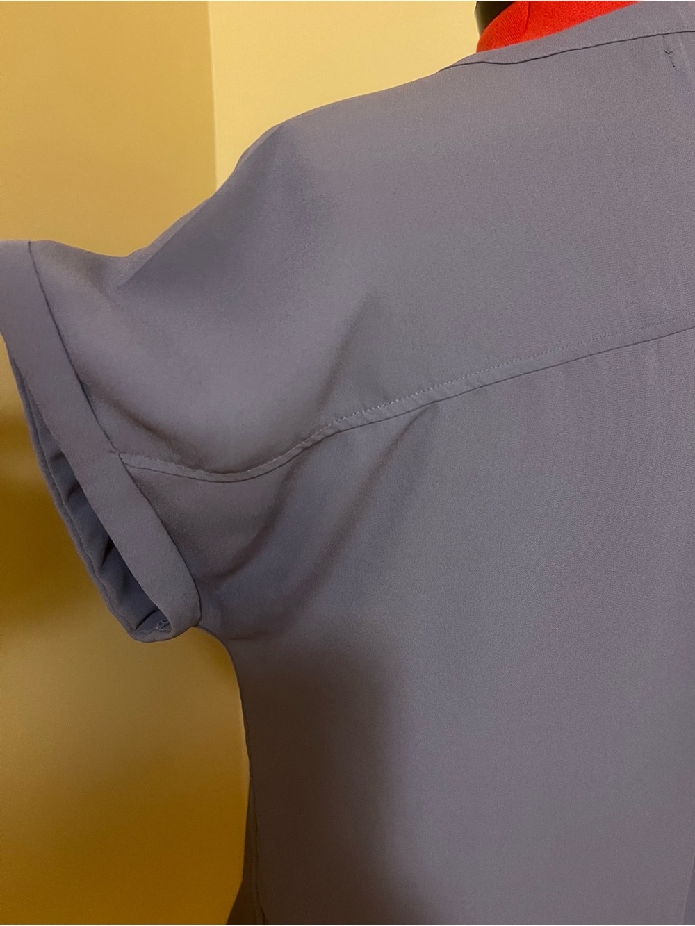 Maurices Slate Blue/Mauve Zip-Up Short Sleeve Blouse - Picture 4 of 6